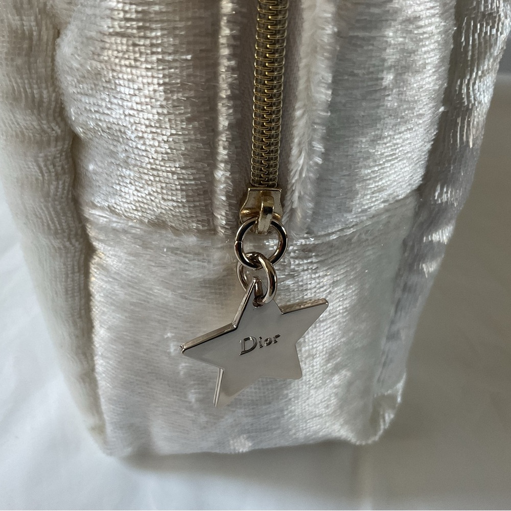 CHRISTIAN DIOR Beauty Ivory Large Velvet Cosmetic Makeup Bag Pouch -New - Picture 5 of 8